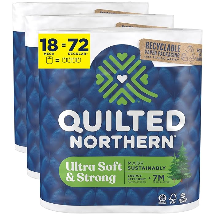 Quilted Northern Ultra Soft & Strong Toilet Paper, 18 Mega Rolls = 72 Regular Rolls, 5X Stronger, Premium Soft Toilet Tissue
