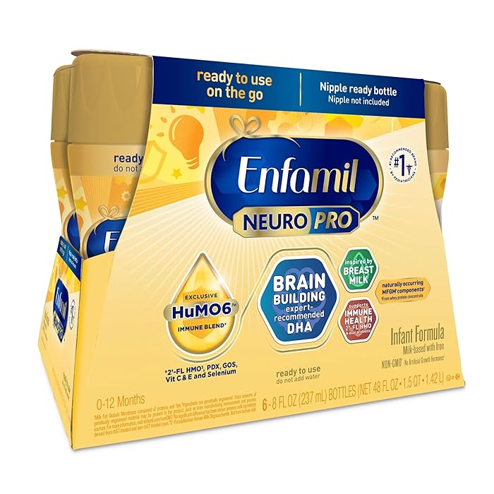 Enfamil NeuroPro Baby Formula, MFGM* 5-Year Benefit, Expert-Recommended Brain-Building Omega-3 DHA, Exclusive Immune Supporting HuMO6 Blend, Ready-to-Feed Infant Formula, Liquid, 8 Fl Oz (6 Count)