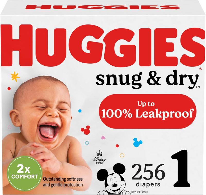 Huggies Size 1 Diapers, Snug & Dry Newborn Diapers, Size 1 (8-14 lbs), 256