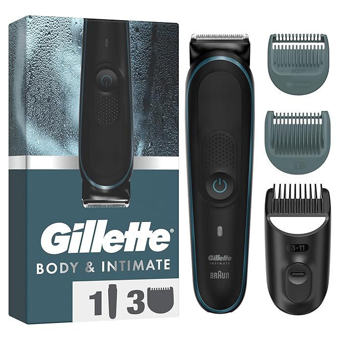 Gillette Body and Intimate Men’s Body and Intimate Trimmer i5, SkinFirst Pubic Hair Trimmer For Men, Waterproof, Cordless For Wet/Dry Use, Shaver For Men, Lifetime Sharp Blades