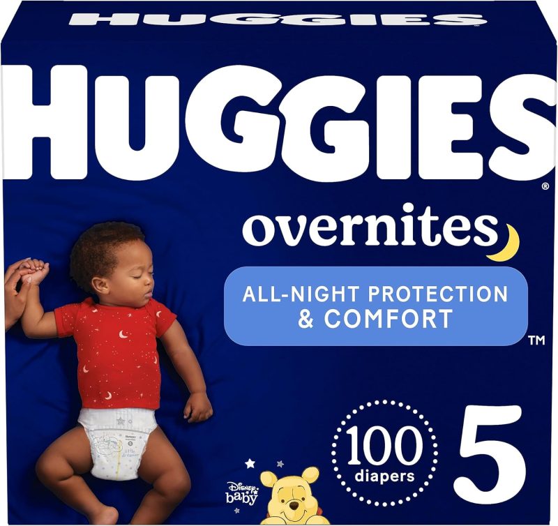 Huggies Size 5 Overnites Baby Diapers: Overnight Diapers, Size 5 (27+ lbs), 100 Ct