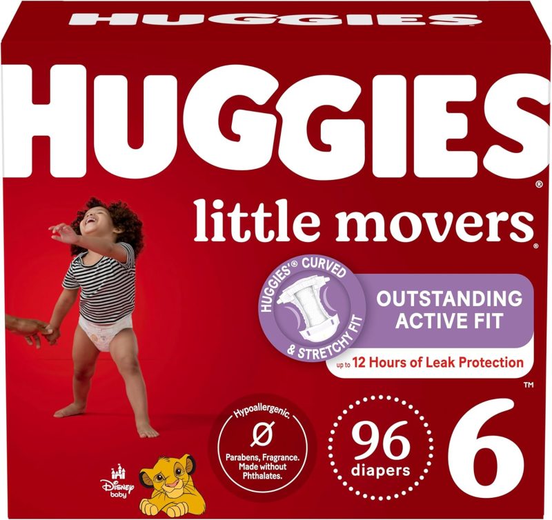 Huggies Size 6 Diapers, Little Movers Baby Diapers, Size 6 (35+ lbs), 96 Ct