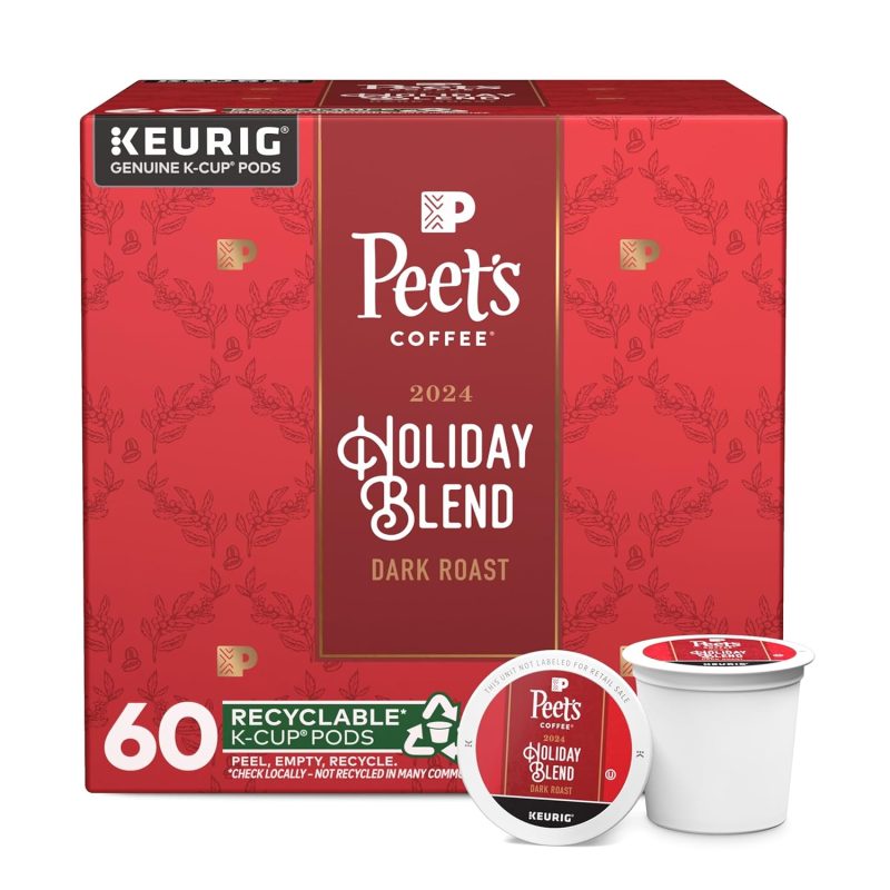 Peet's Coffee , Dark Roast Keurig K-Cup Pods - Holiday Blend 60 Count (6 Boxes of 10 K-Cup Pods)