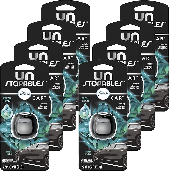 Febreze Car Unstopables Air Freshener Vent Clips, Fresh Scent, 8 Packs