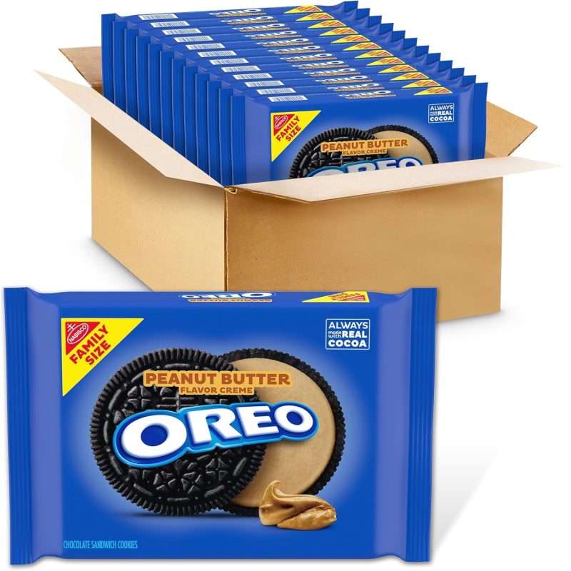 OREO Peanut Butter Creme Chocolate Sandwich Cookies, Family Size, 12 - 17 oz Packs