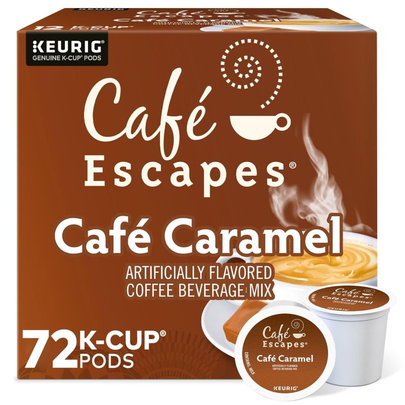 Cafe Escapes Cafe Caramel Keurig Single-Serve K-Cup Pods, 72 Count (6 Packs of 12)