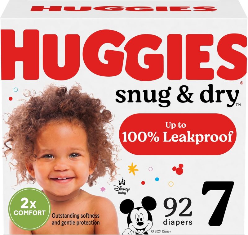 Huggies Size 7 Diapers, Snug & Dry Baby Diapers, Size 7 (41+ lbs), 92 Count