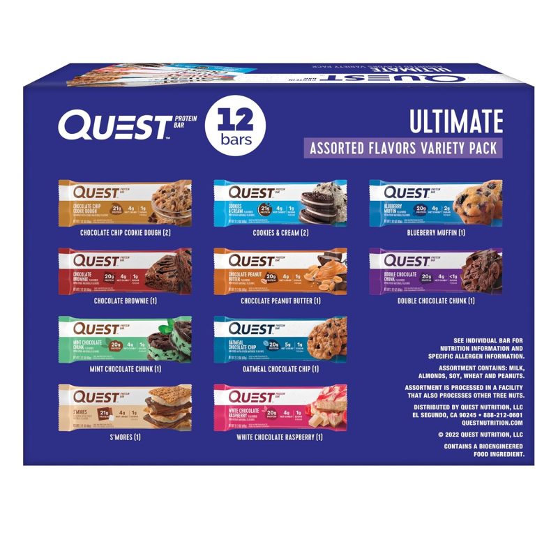 Quest Nutrition Ultimate Variety Pack Protein Bars, High Protein, Low Carb, Gluten Free, Keto Friendly, 12 Count (Packof 1)