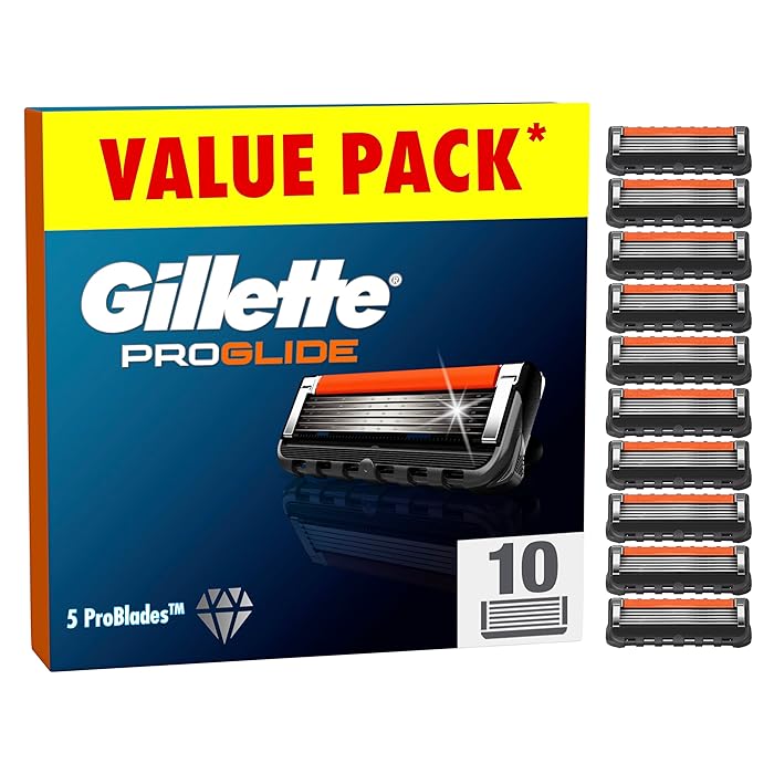 GilletteProGlide Razor Blades Men, Pack of 10 Razor Blade Refills with Precision Trimmer, 5 Anti-Friction Blades