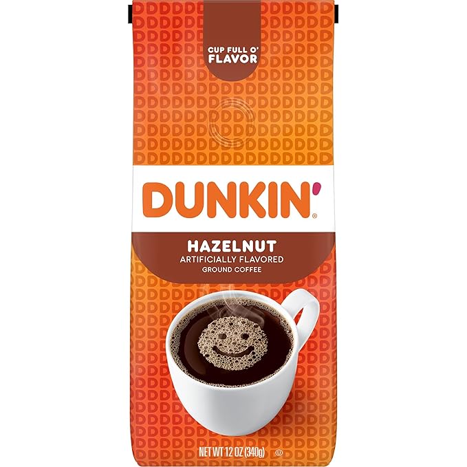 Dunkin' Hazelnut Flavored Ground Coffee, 12 Ounce