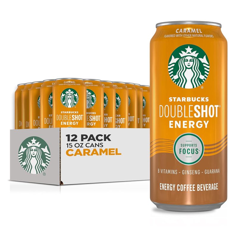 Starbucks Doubleshot Energy Drink Coffee Beverage, Caramel, Iced Coffee, 15 fl oz Cans (Packaging May Vary) (Pack of 12)