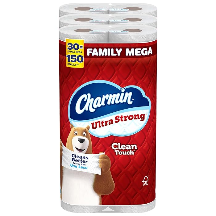Charmin Toilet Paper Ultra Strong Clean Touch, 30 Family Mega Rolls = 150 Regular Rolls