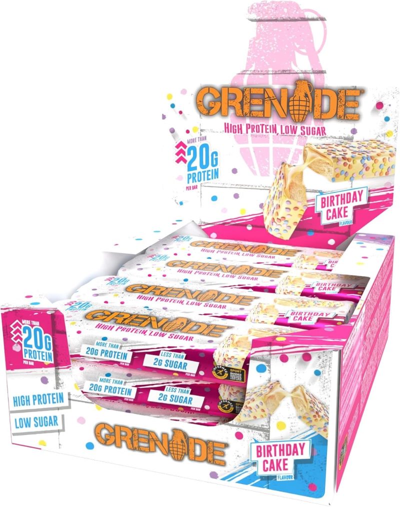 Grenade High Protein, Low Sugar Bar - Birthday Cake, 12 x 60 g