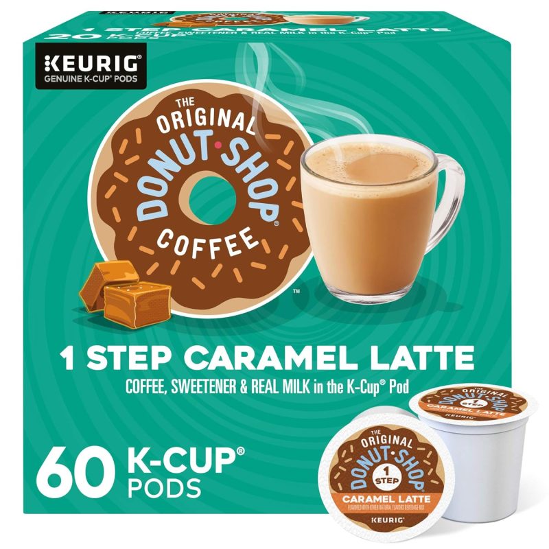The Original Donut Shop Caramel Latte, Keurig Single Serve K Cup Pods, Flavored Coffee, Caramel Latte, 10 Count - Pack of 6