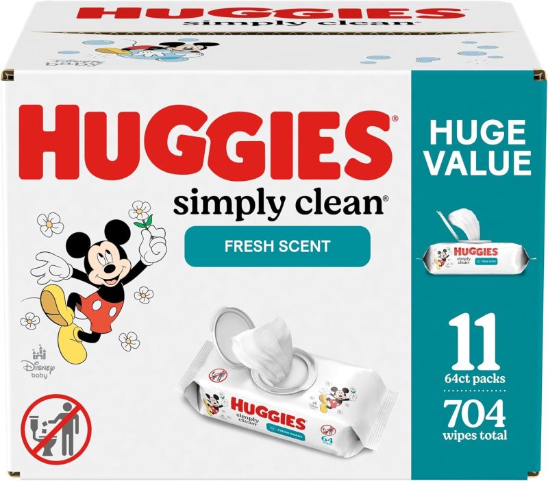 Huggies Simply Clean Fresh Scent Baby Wipes, 11 Flip-Top Packs (704 Wipes Total)