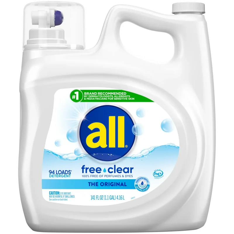all Liquid Laundry Detergent Free Clear for Sensitive Skin, 141 Ounce, 94 Loads