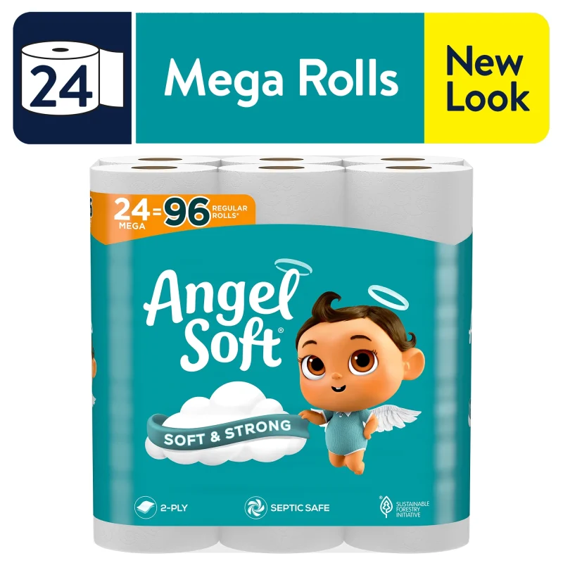 Angel Soft Toilet Paper, 24 Mega Rolls, 2-Ply Toilet Tissue