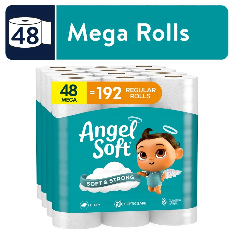 Angel Soft 2-Ply Toilet Paper, 48 Mega Rolls