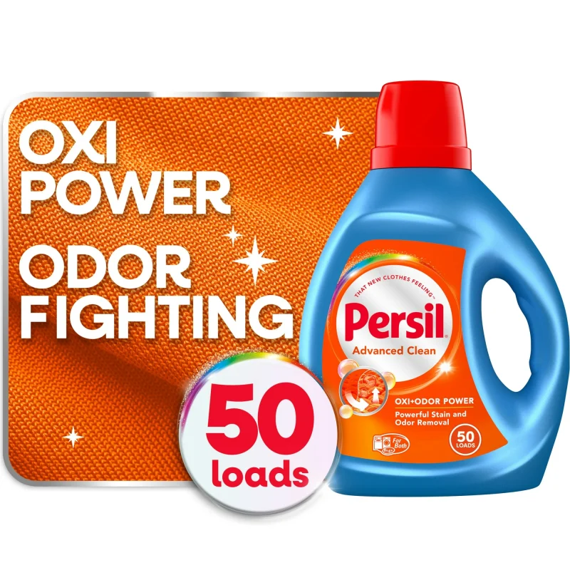 Persil Advanced Clean Oxi+Odor Power Liquid Laundry Detergent, 100 Fluid Ounces, 50 Loads