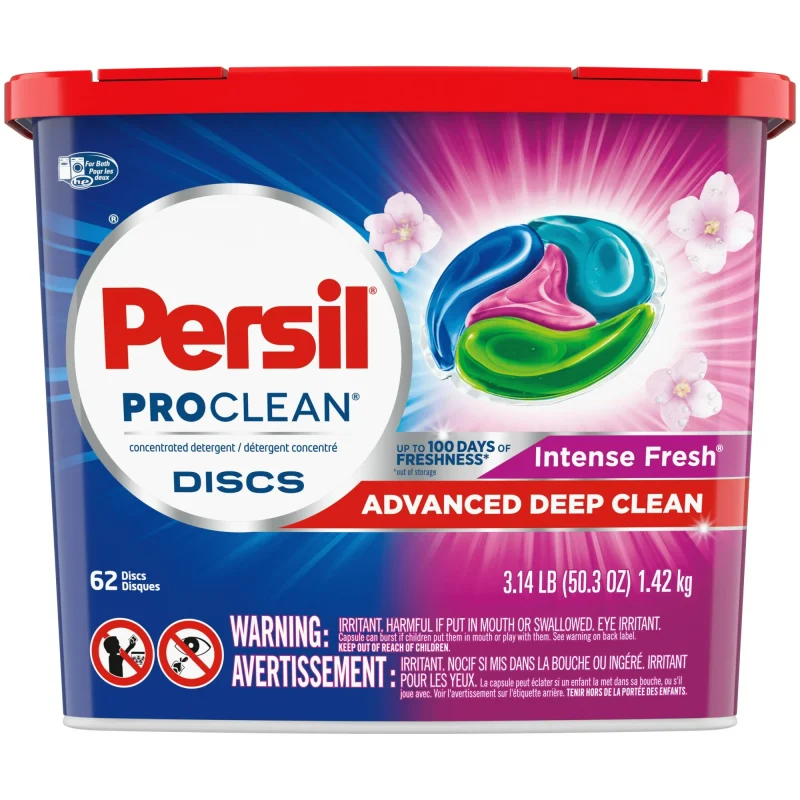 Persil Discs Laundry Detergent Pacs, Intense Fresh, High Efficiency (HE) Compatible, Laundry Soap, 62 Count