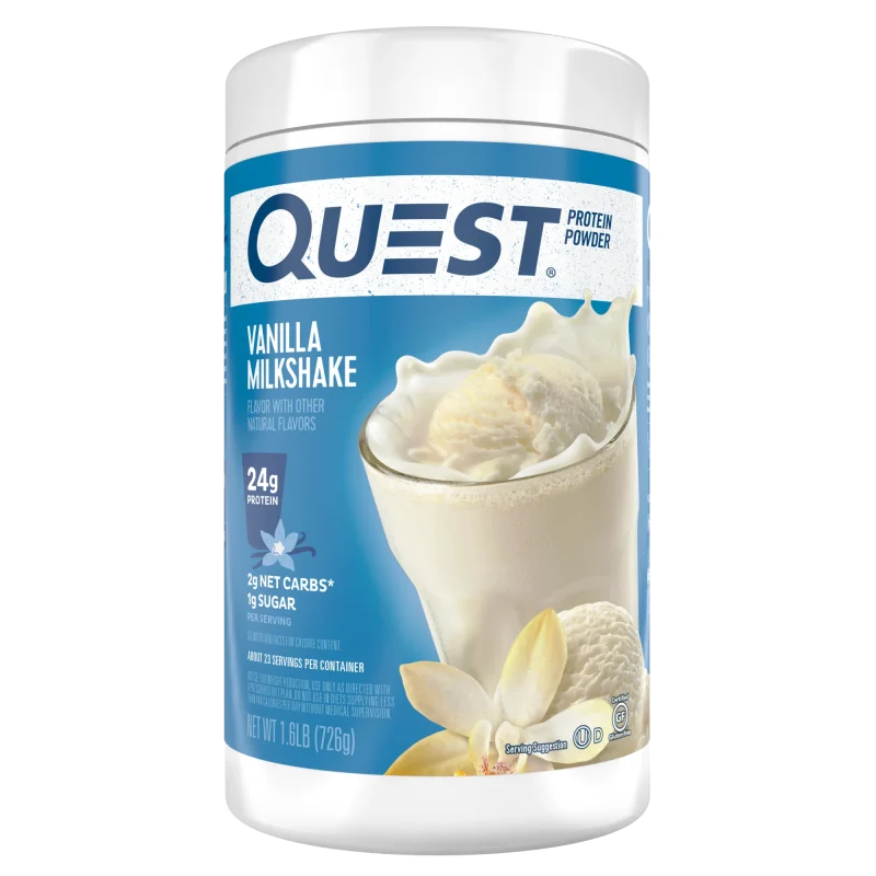 Quest Nutrition Vanilla Milkshake Protein Powder, 24g of Protein, 1g of Sugar, Low Carb, Gluten Free, 1.6 Pound, 23 servings