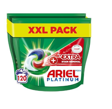 Ariel All-in-One Platinum PODS Washing Liquid Laundry Detergent Tablets / Capsules, 120 Washes (60 x 2) with Extra Stain Removal For Extra Hygiene