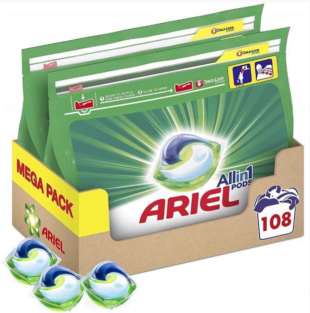 Ariel All-in-1 Pods, Washing Liquid Laundry Detergent Tablets/Capsules, 108 Washes (54 x 2)