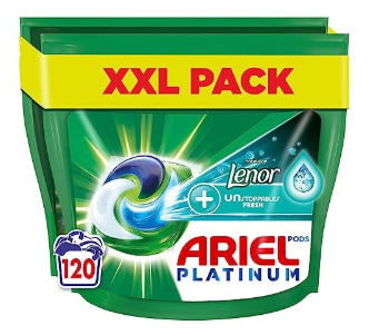 Ariel All-in-1 PODS Washing Liquid Laundry Detergent Tablets / Capsules, 120 Washes (60 x 2) with Lenor Unstoppables, 2x Longer Lasting Freshness*