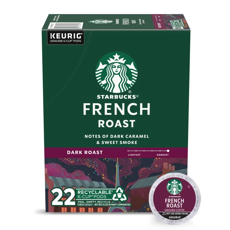 Starbucks French Dark Roast Coffee, Keurig K-Cup Single Serve Coffee Pods, 22 Count