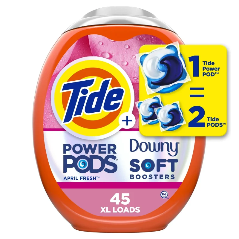 Tide Power PODS with Downy Laundry Detergent Packs, April Fresh Scent, 45 Count