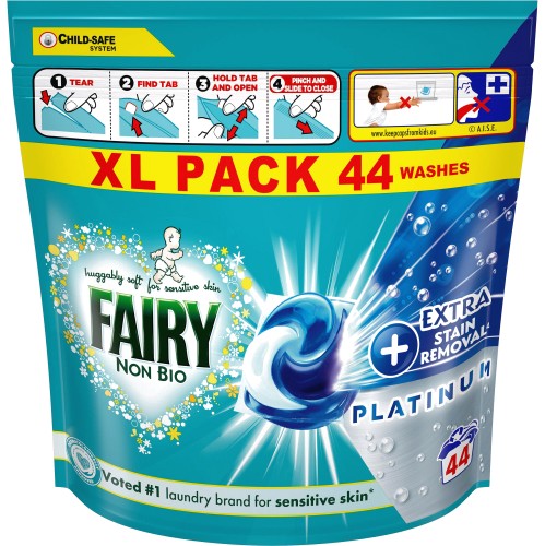 Fairy Platinum Non-Bio Pods 44 Washes Stain Remover for Sensitive Skin 44