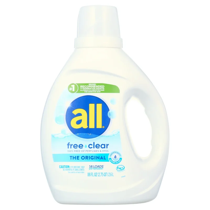 all Liquid Laundry Detergent, Free Clear for Sensitive Skin, 88 Fluid Ounces, 58 Loads