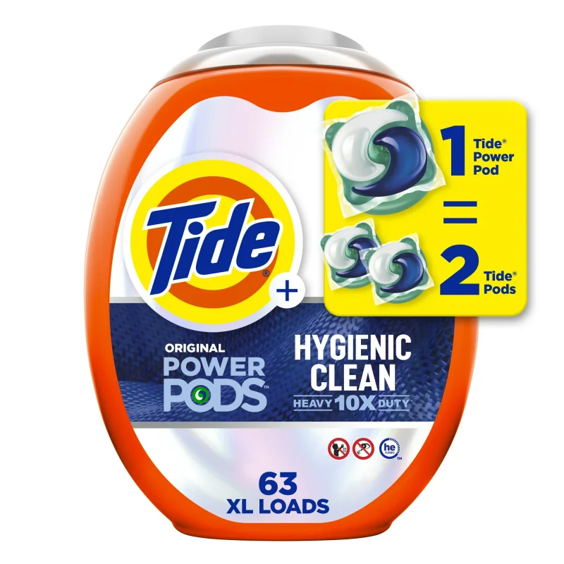 Tide Power PODS Hygienic Clean Laundry Detergent Packs, Original Scent, 63 Count