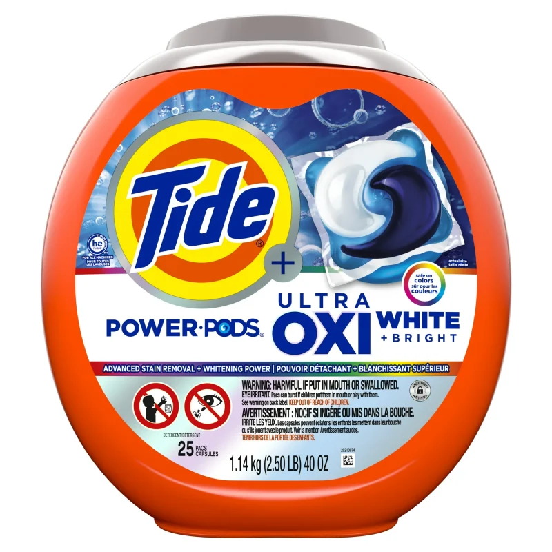 Tide Power PODS Plus UItra OXI White and Bright Laundry Detergent, 25 Count