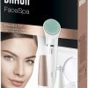 Braun FaceSpa Face Epilator, Hair Removal with Facial Cleansing Brush Head, Lighted Mirror and Beauty Pouch, 851V, White