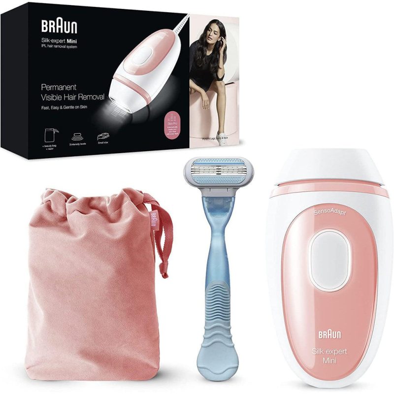 Braun IPL Silk·Expert Mini PL1014 Latest Generation IPL , Permanent Visible Hair Removal, White/Pink