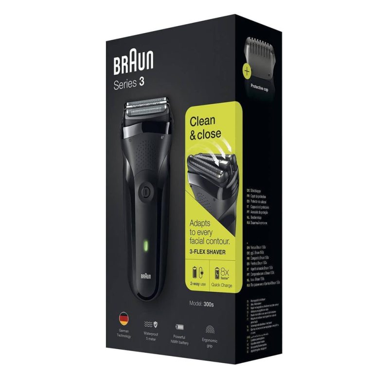 Braun Men's Series 3 300s Waterproof Electric Shaver with Protection Cap - Black