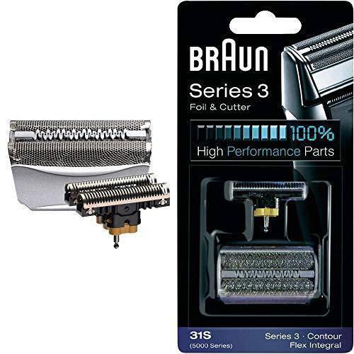 Braun Replacement Foil and Cutter - 31S, Fits Series 3, Contour, Flex XP- 5000 Series Only - Silver