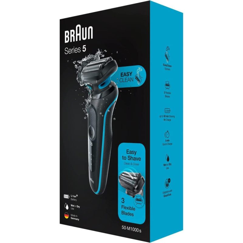 Braun Series 5 50-M1000s Wet and Dry Foil Shaver - Black & Blue