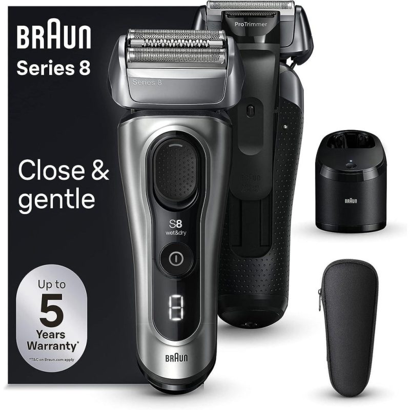Braun Series 8 Electric Shaver for Men, 4+1 Wet & Dry Electric Razor 8567cc, Silver