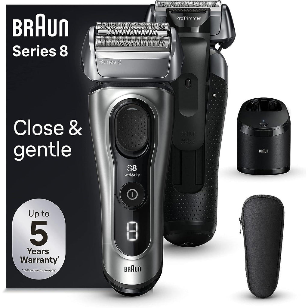 Braun Series 8 Electric Shaver for Men, 4+1 Wet & Dry Electric Razor 8567cc, Silver