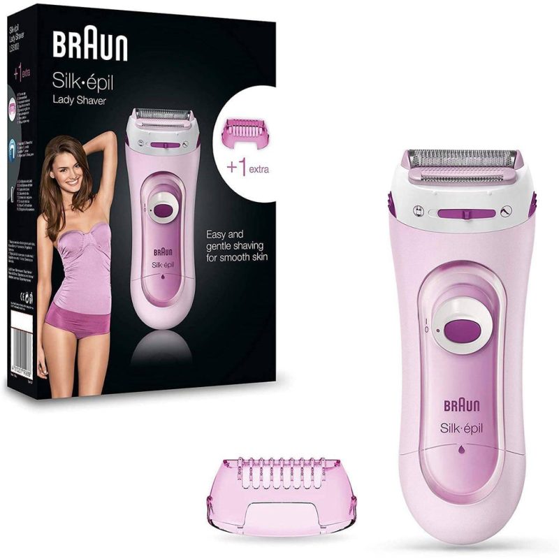 Braun Silk-Epil 5-100 Hair Removal Electric Battery Lady Shaver LS5100 w/ 1 Extra - Pink