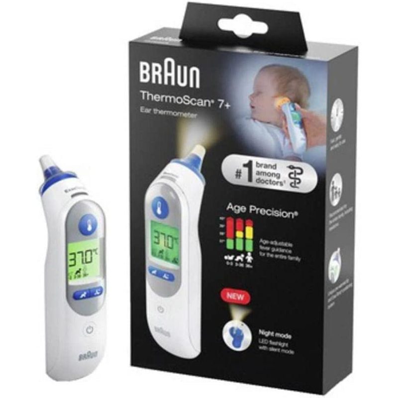 Braun ThermoScan 7 Plus Ear Thermometer with Age Precision and Night Mode, IRT6525