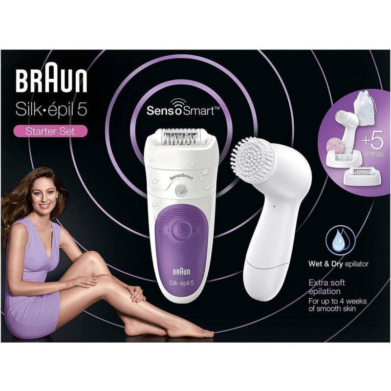 Braun Women's Silk-Epil 5 SensoSmart 5/870 Wet/Dry Epilator w/ 5 Extras - Purple