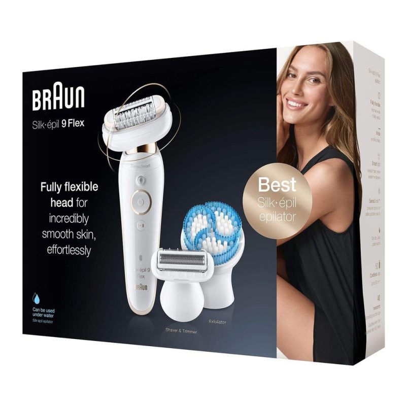 Braun Women's Silk-Epil 9 Flex 9010 Wet & Dry Epilator - with 6 Extras - White