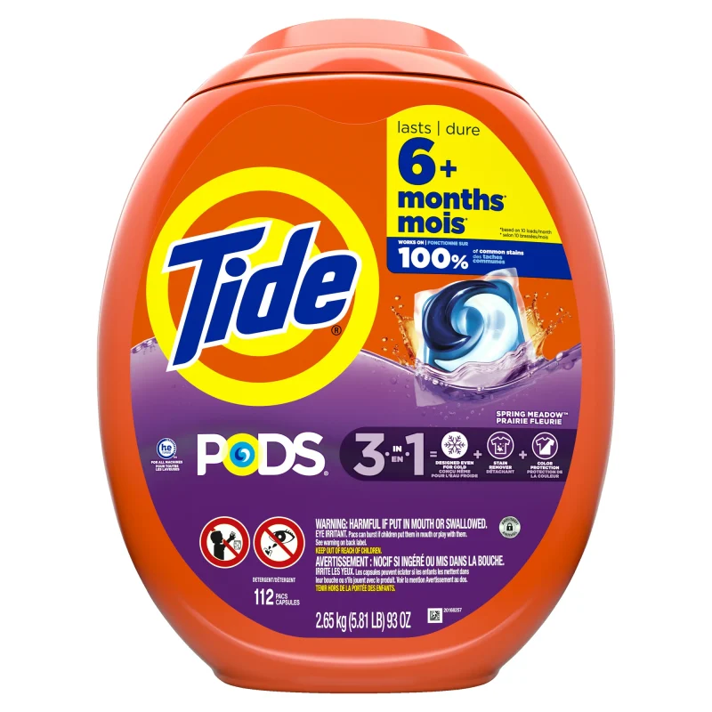 Tide PODS® Liquid Laundry Detergent Pacs, Spring Meadow Scent, 112 Count