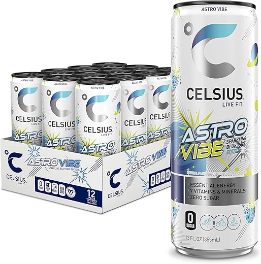 CELSIUS Sparkling Astro Vibe, Functional Essential Energy Drink 12 Fl Oz (Pack of 12)