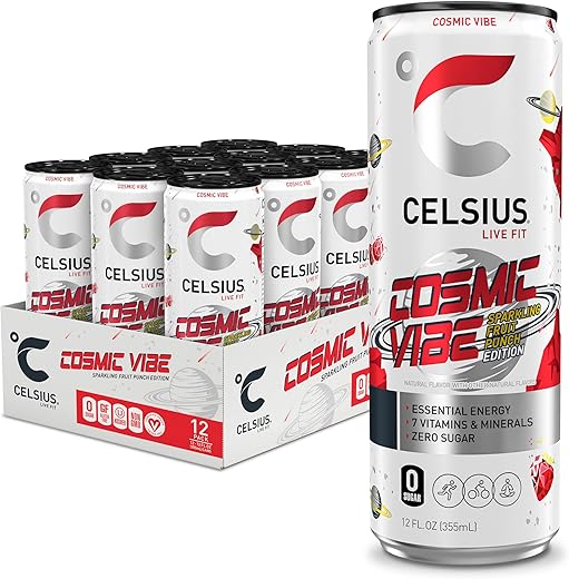 CELSIUS Sparkling Cosmic Vibe, Functional Essential Energy Drink 12 Fl Oz (Pack of 12)