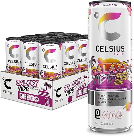 CELSIUS Sparkling Galaxy Vibe, Functional Essential Energy Drink 12 Fl Oz (Pack of 12)