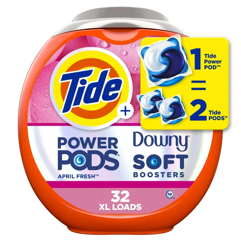 Tide Power PODS with Downy Laundry Detergent Packs, April Fresh Scent, 32 Count